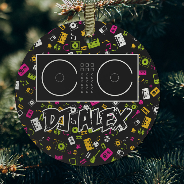 Music DJ Master Frosted Glass Ornament - Round (Lifestyle)