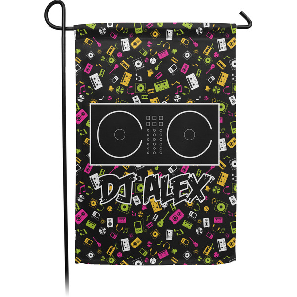 Custom DJ Music Master Small Garden Flag - Double Sided w/ Name or Text