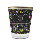 DJ Music Master Glass Shot Glass - 1.5 oz - with Gold Rim - Set of 4 (Personalized)