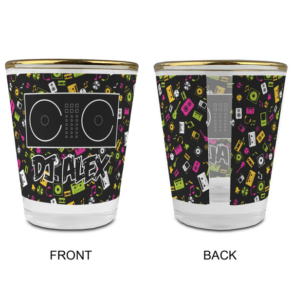 DJ Music Master Glass Shot Glass - with gold rim - APPROVAL