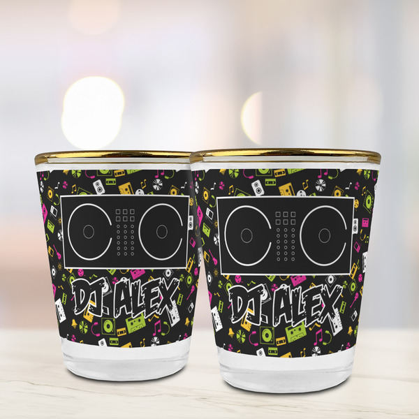 DJ Music Master Glass Shot Glass - with gold rim - LIFESTYLE