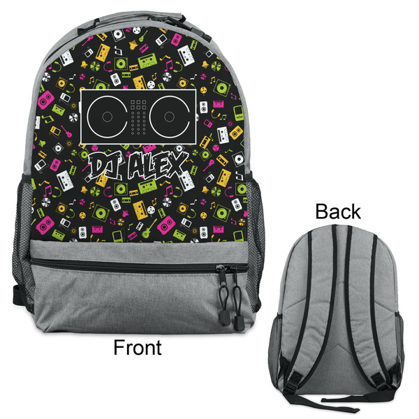 DJ Music Master Large Backpack - Gray - Front & Back View
