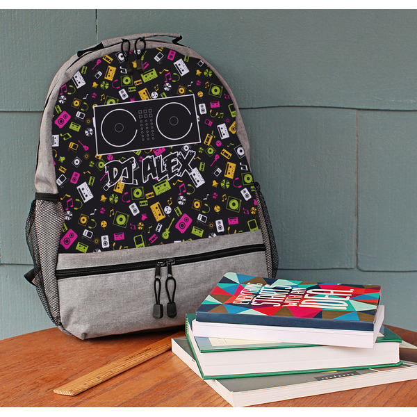 DJ Music Master Large Backpack - Gray - On Desk