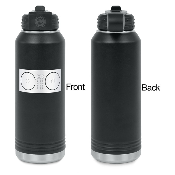 DJ Music Master Laser Engraved Water Bottles - Front Engraving - Front & Back View
