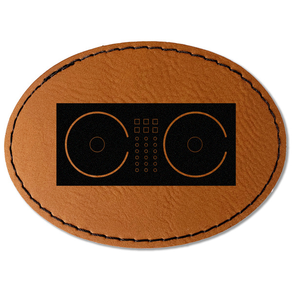 Custom DJ Music Master Faux Leather Iron On Patch - Oval