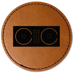 DJ Music Master Faux Leather Iron On Patch - Round