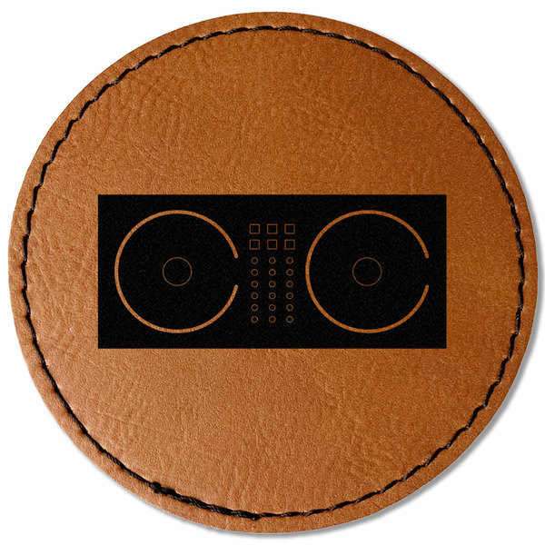 Custom DJ Music Master Faux Leather Iron On Patch - Round