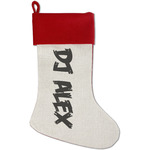 Music DJ Master Red Linen Stocking (Personalized)