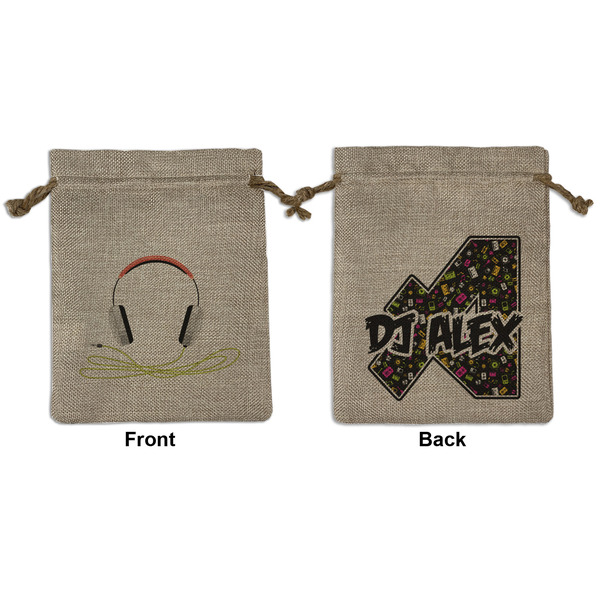 Custom Music DJ Master Medium Burlap Gift Bag - Front & Back (Personalized)