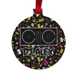 Music DJ Master Metal Ball Ornament - Double Sided w/ Name or Text