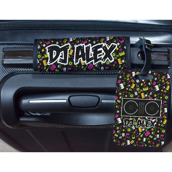 DJ Music Master Metal Luggage Tag & Handle Wrap - In Context