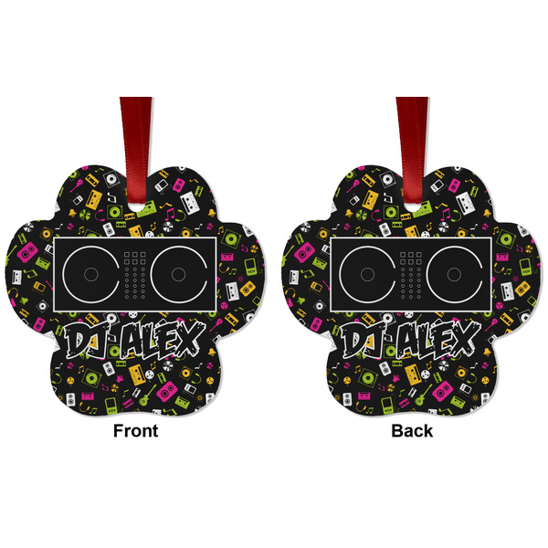 Music DJ Master Metal Paw Ornament - Front and Back
