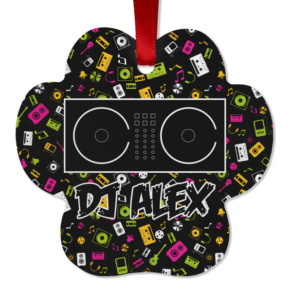 Custom Music DJ Master Metal Paw Ornament - Double Sided w/ Name or Text