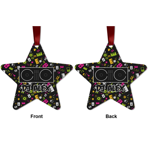 Music DJ Master Metal Star Ornament - Front and Back
