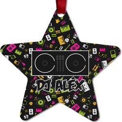 Music DJ Master Metal Star Ornament - Double Sided w/ Name or Text