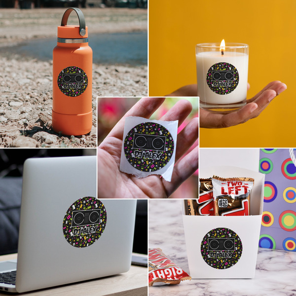 DJ Music Master Multipurpose Round Labels - In Context