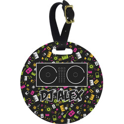 Music DJ Master Plastic Luggage Tag - Round (Personalized)