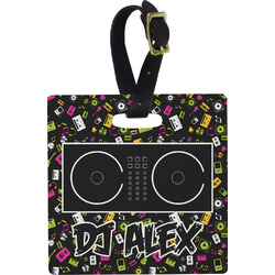 Music DJ Master Plastic Luggage Tag - Square w/ Name or Text
