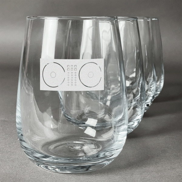 Custom Music DJ Master Stemless Wine Glasses (Set of 4)