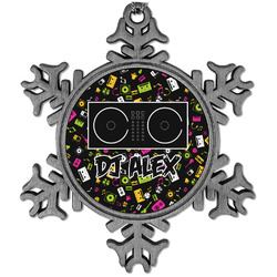 Music DJ Master Vintage Snowflake Ornament (Personalized)