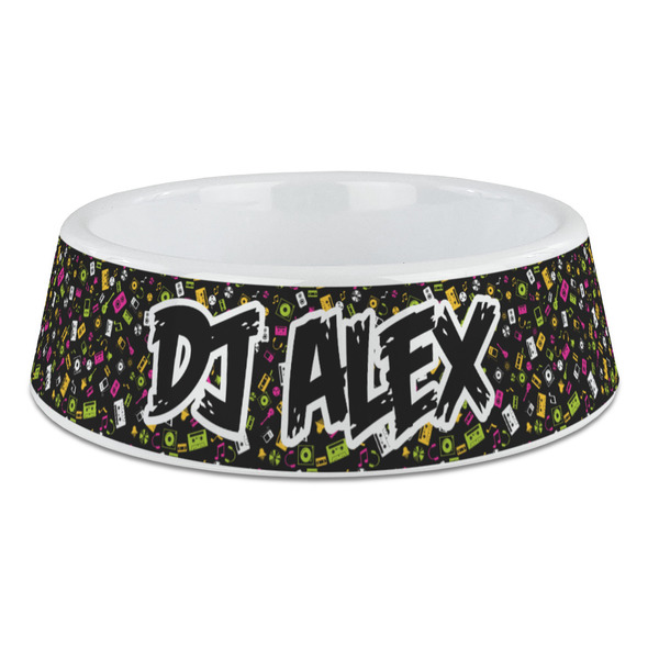 Custom DJ Music Master Plastic Dog Bowl - Large (Personalized)