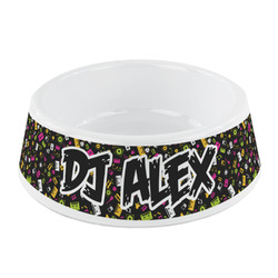 DJ Music Master Plastic Dog Bowl - Small (Personalized)
