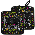 Music DJ Master Pot Holders - Set of 2 w/ Name or Text