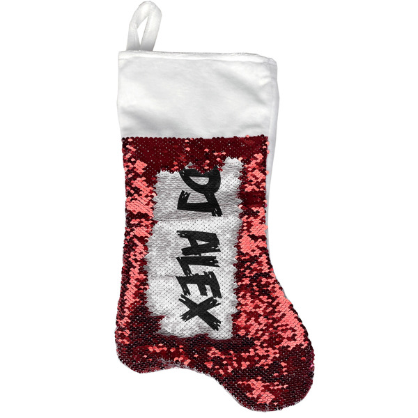 Custom Music DJ Master Reversible Sequin Stocking - Red (Personalized)
