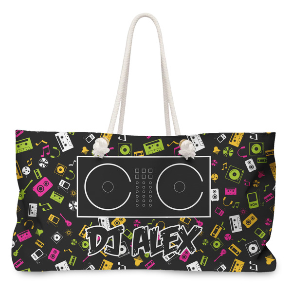 Custom DJ Music Master Large Tote Bag with Rope Handles (Personalized)