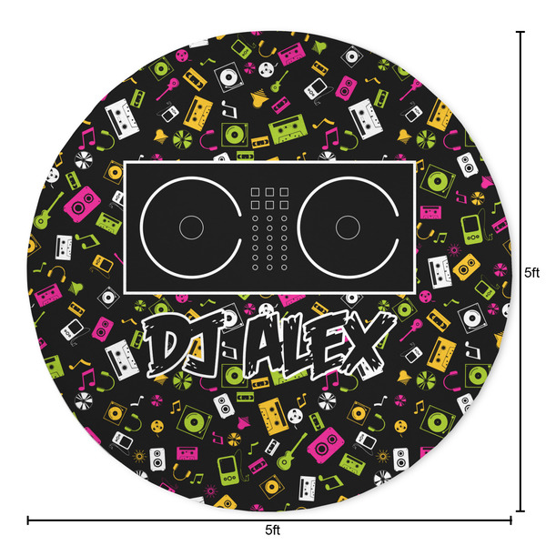 DJ Music Master Round Area Rug - Size