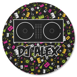 Music DJ Master Round Rubber Backed Coaster w/ Name or Text