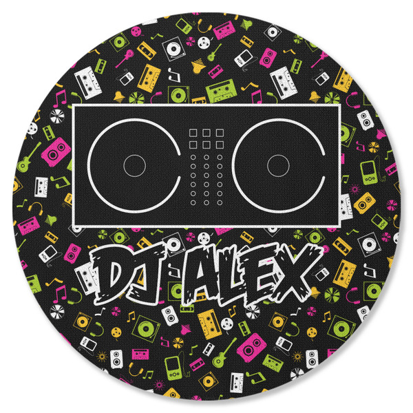 Custom Music DJ Master Round Rubber Backed Coaster w/ Name or Text