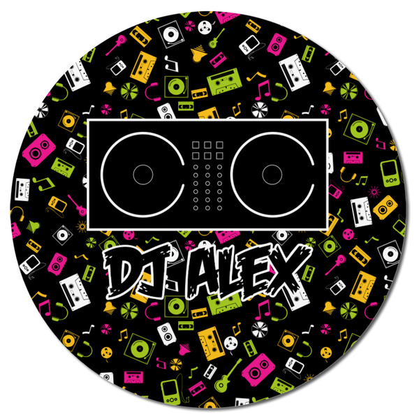 DJ Music Master Round Fridge Magnet - FRONT