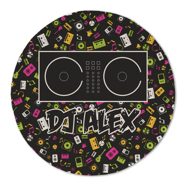 Custom DJ Music Master Round Linen Placemat - Single Sided (Personalized)