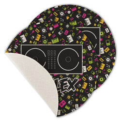 DJ Music Master Round Linen Placemat - Single Sided - Set of 4 (Personalized)
