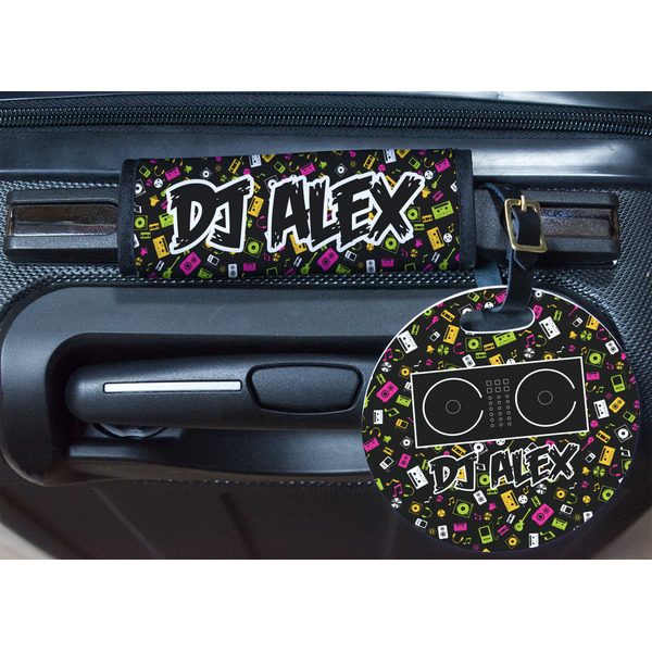 DJ Music Master Round Luggage Tag & Handle Wrap - In Context