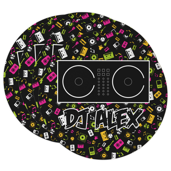 Custom DJ Music Master Round Paper Coasters w/ Name or Text