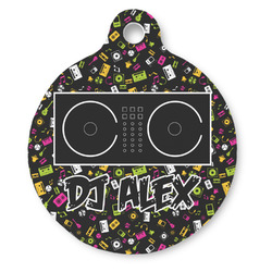 DJ Music Master Round Pet ID Tag - Large (Personalized)