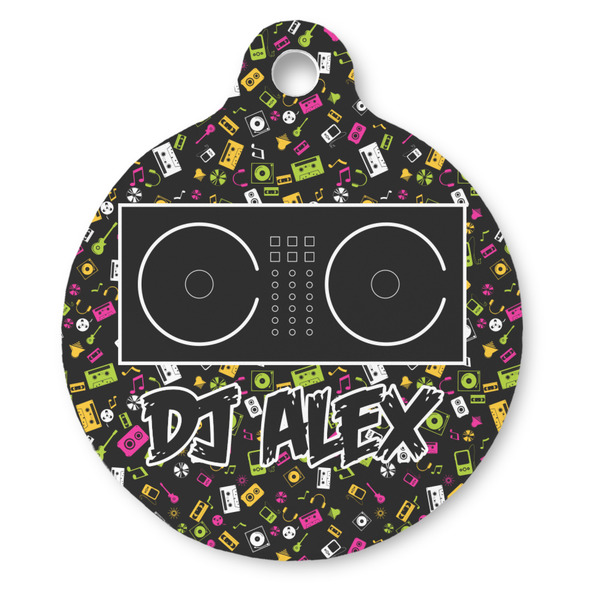 Custom DJ Music Master Round Pet ID Tag (Personalized)