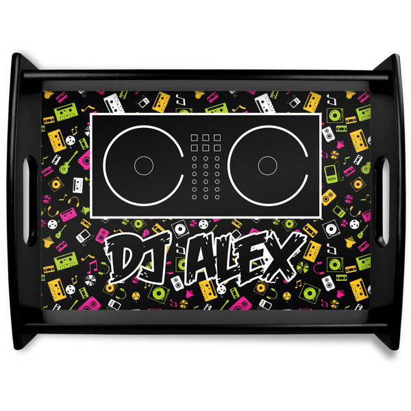 Custom Music DJ Master Black Wooden Tray - Large w/ Name or Text