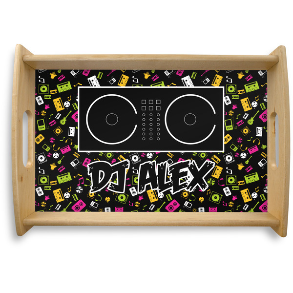 Custom Music DJ Master Natural Wooden Tray - Small w/ Name or Text