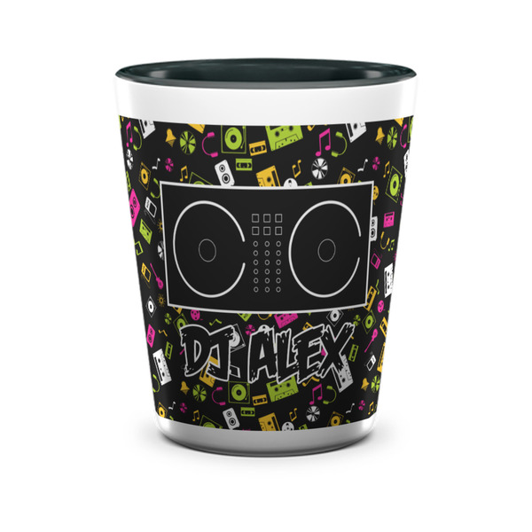 Custom DJ Music Master Ceramic Shot Glass - 1.5 oz - Two Tone - Set of 4 (Personalized)