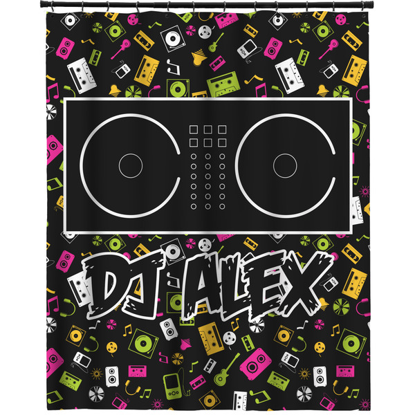 Custom DJ Music Master Extra Long Shower Curtain - 70"x83" w/ Name or Text