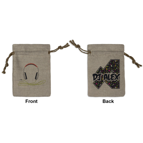 Custom Music DJ Master Small Burlap Gift Bag - Front & Back (Personalized)
