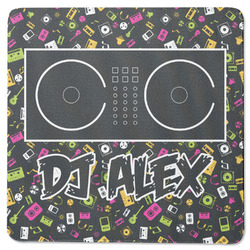 Music DJ Master Square Rubber Backed Coaster w/ Name or Text