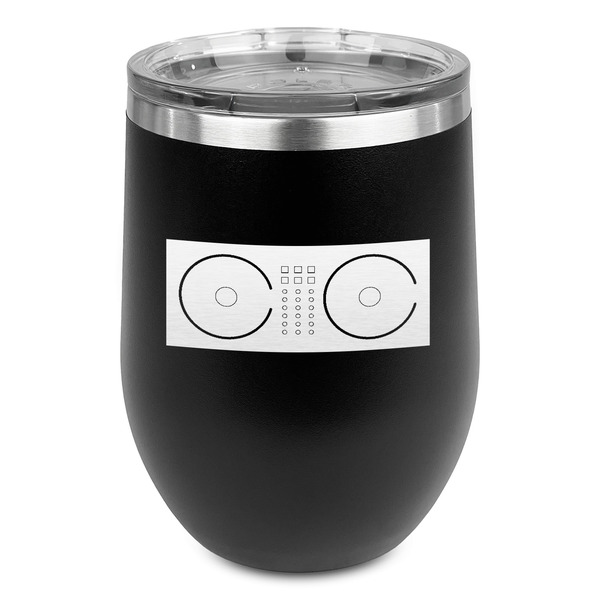Custom DJ Music Master Stemless Stainless Steel Wine Tumbler - Black - Double Sided (Personalized)