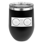 DJ Music Master Stemless Stainless Steel Wine Tumbler - Black - Single Sided