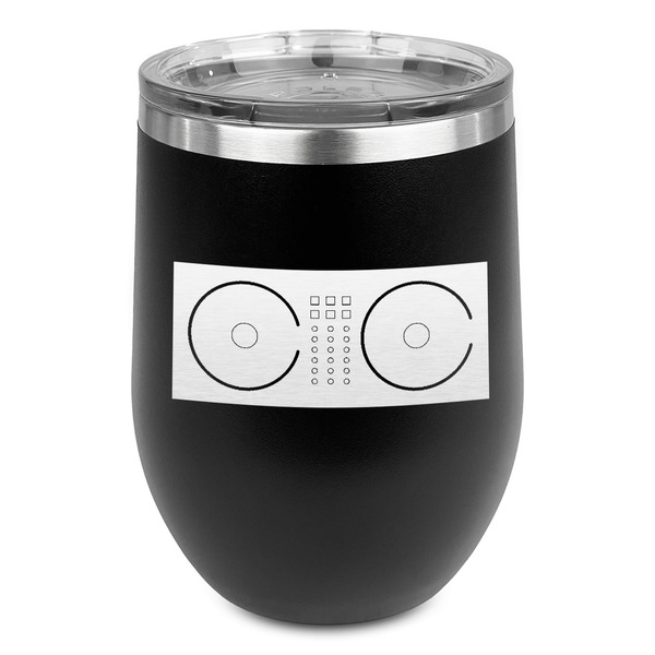 Custom DJ Music Master Stemless Stainless Steel Wine Tumbler - Black - Single Sided