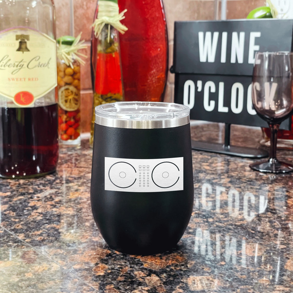 DJ Music Master Stainless Wine Tumblers - Black - Single Sided - In Context