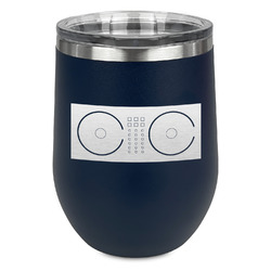 DJ Music Master Stemless Stainless Steel Wine Tumbler - Navy - Double Sided (Personalized)